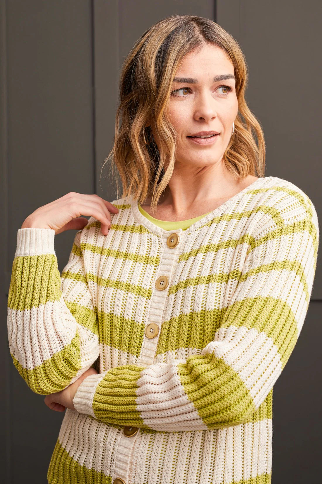 TRIBAL WEAR 2 WAYS CARDI SWEATER - PISTACHIO - Vi-Leen's Fashions