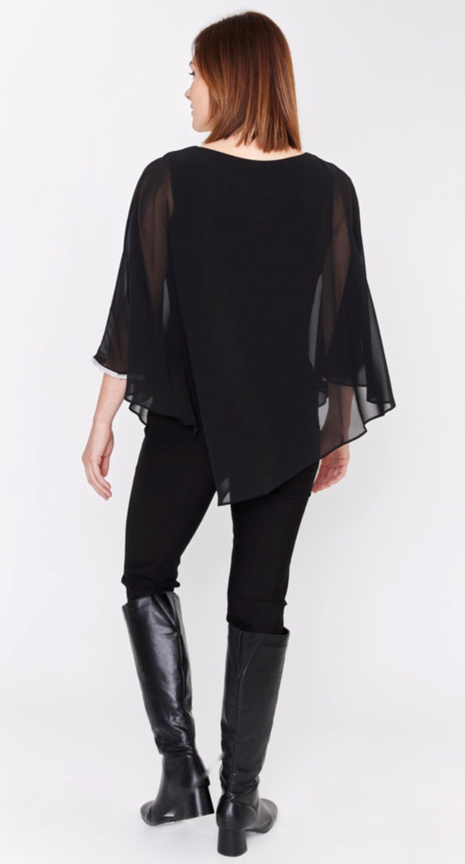 FRANK LYMAN BLACK SEQUINS TRIMMED TOP - Vi-Leen's Fashions