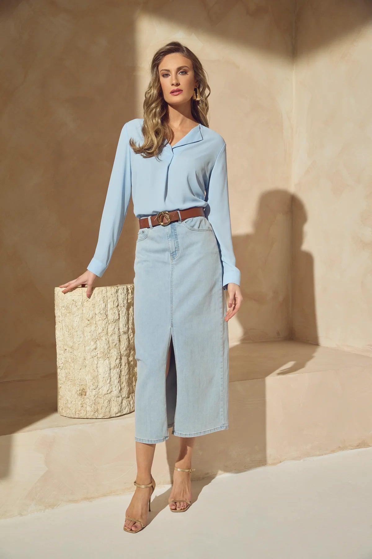 FRANK LYMAN LONG DENIM SKIRT - Vi-Leen's Fashions
