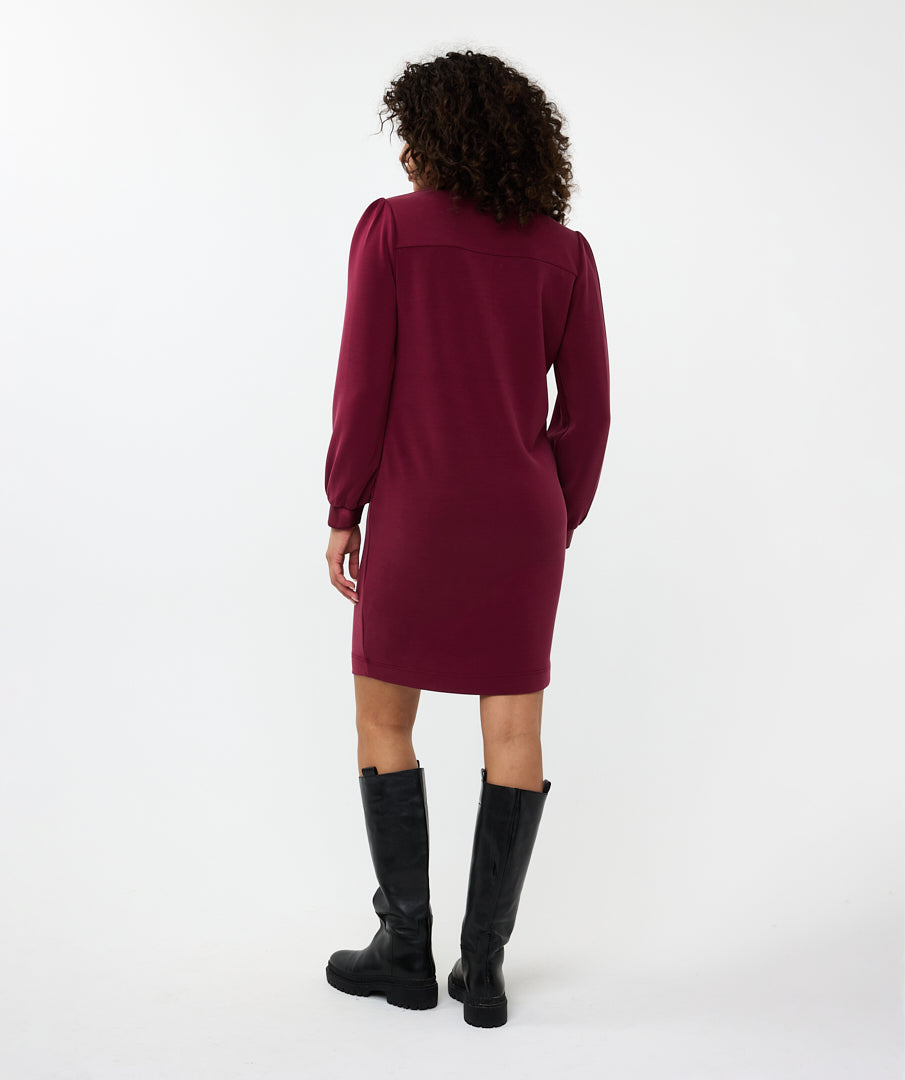 ESQUALO ZIP COLLAR MODAL DRESS - WINE - Vi-Leen's Fashions