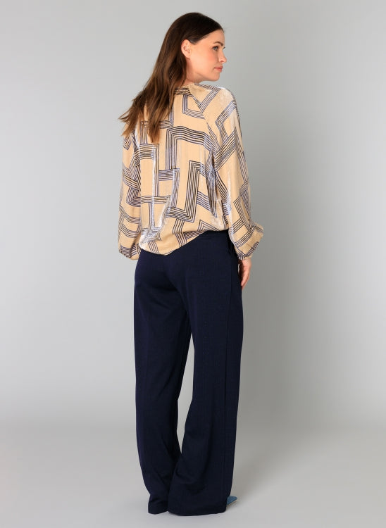 YEST BILLIE BLOUSE - SAND/NAVY