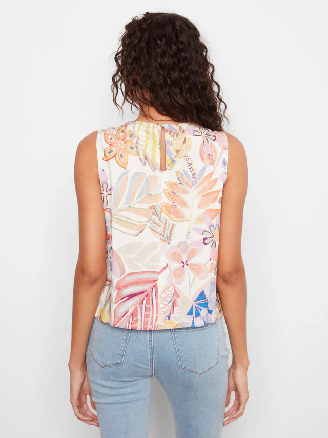 CHARLIE B PRINTED TOP WITH DRAWCORD HEM - MAUI - Vi-Leen's Fashions