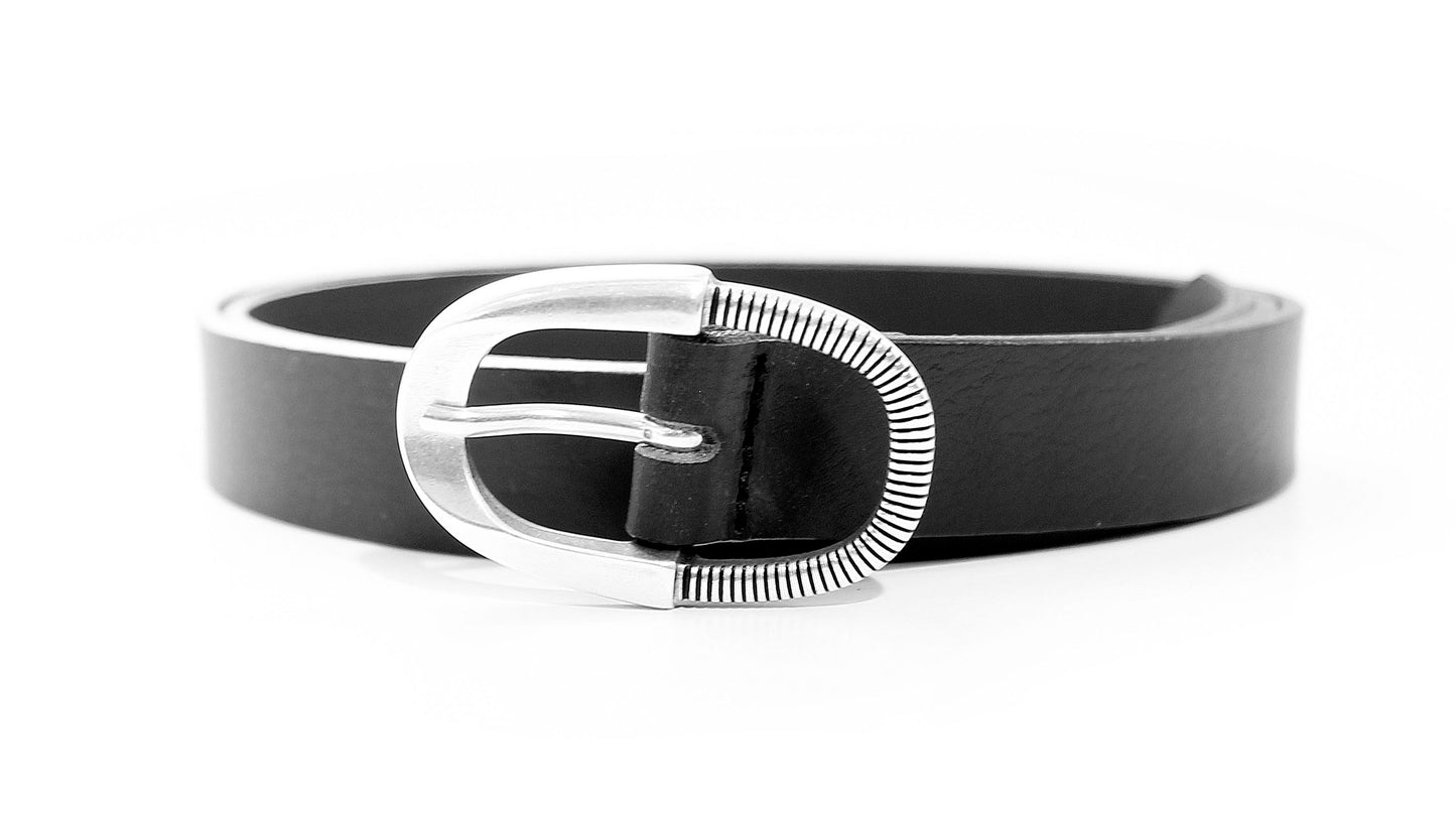 LADIES LEATHER BELT - BLACK - Vi-Leen's Fashions