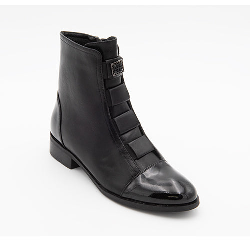FAUX PATENT LEATHER BOOT - BLACK