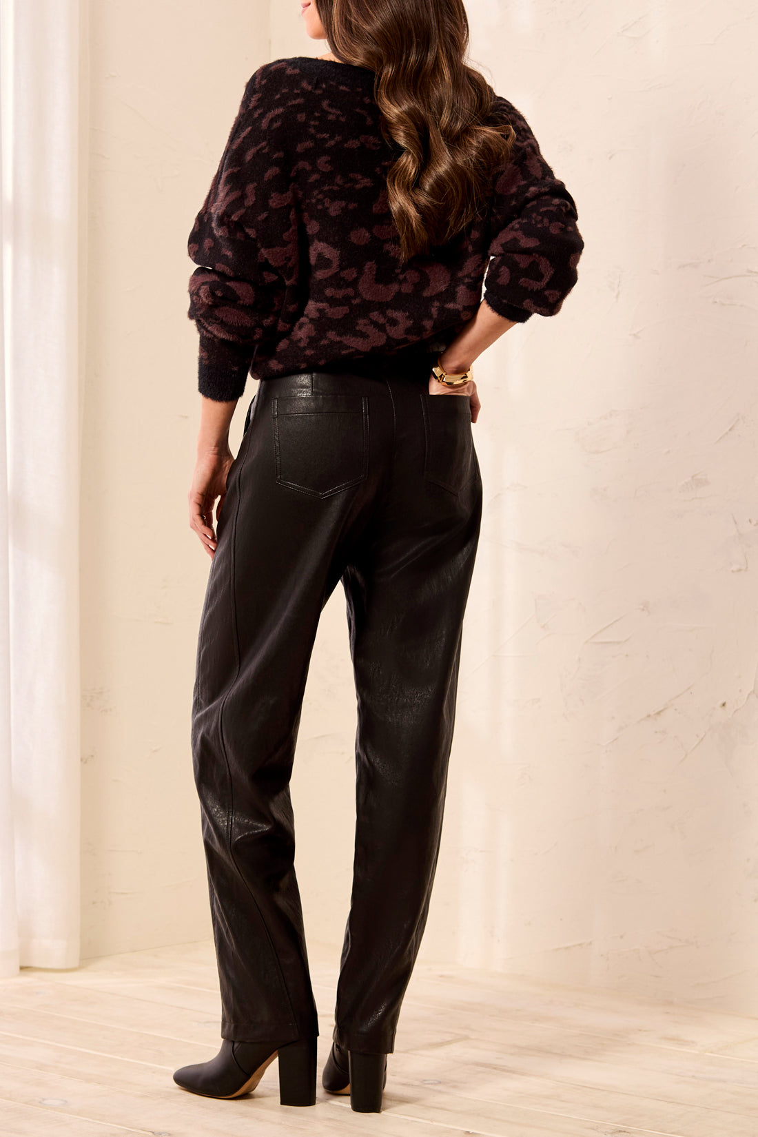 TRIBAL BARREL PU PANT WITH SIDE INSERT - BLACK