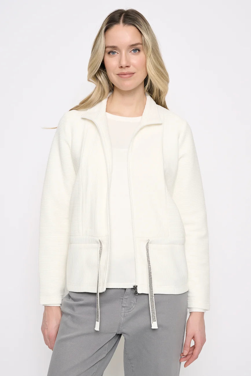PICADILLY ZIP FRONT JACKET - OFF WHITE