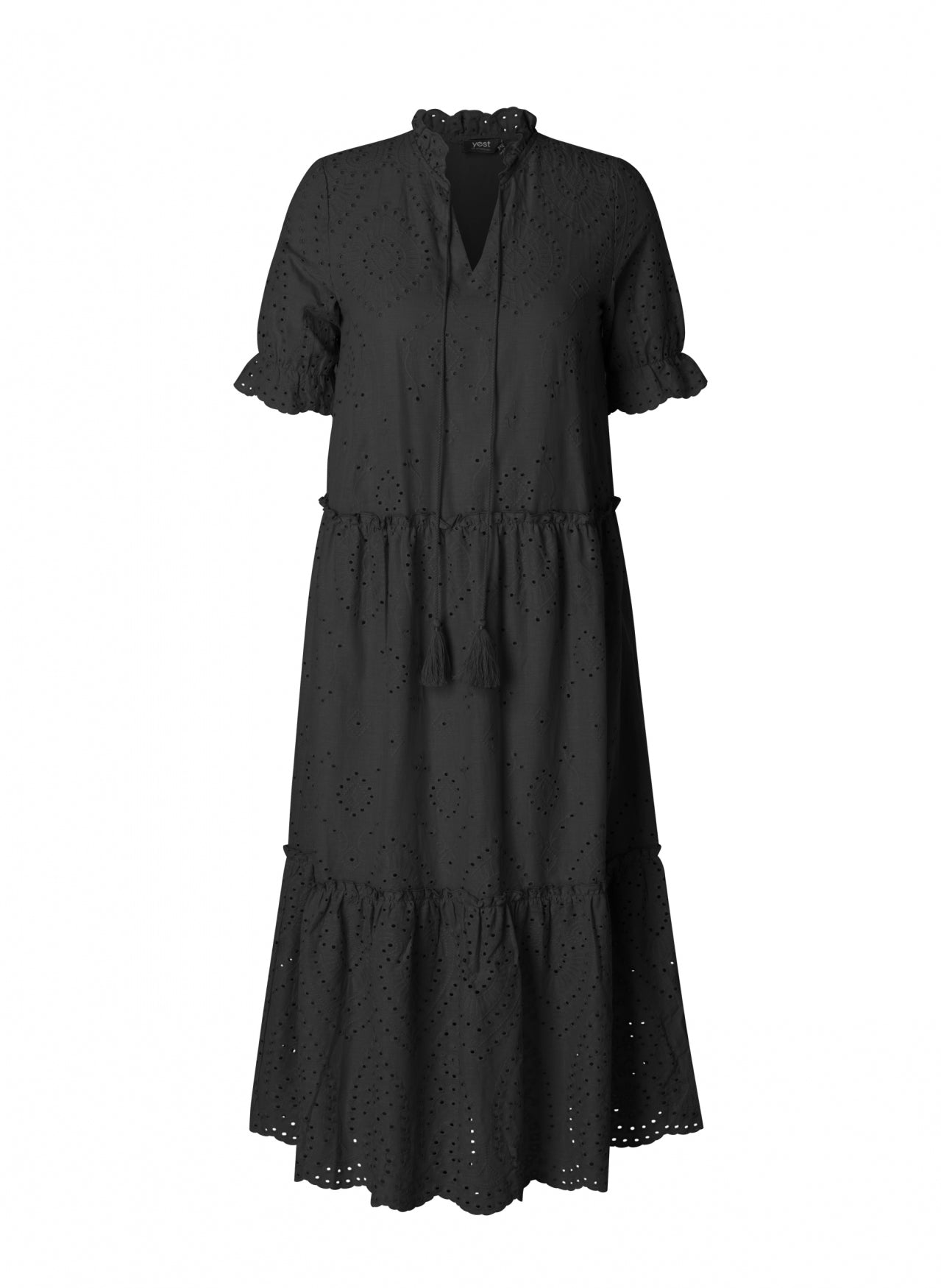 YEST SARA EYELET DRESS - BLACK