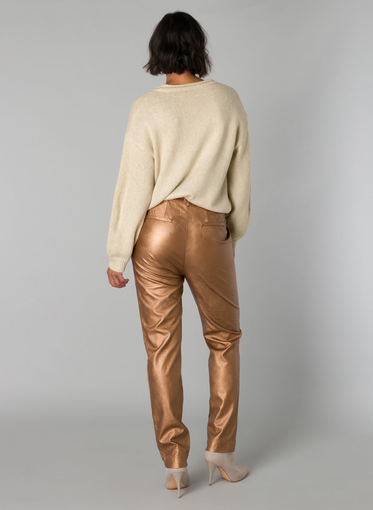 YEST OLETTA COATED SHINY PANT - CINNAMON