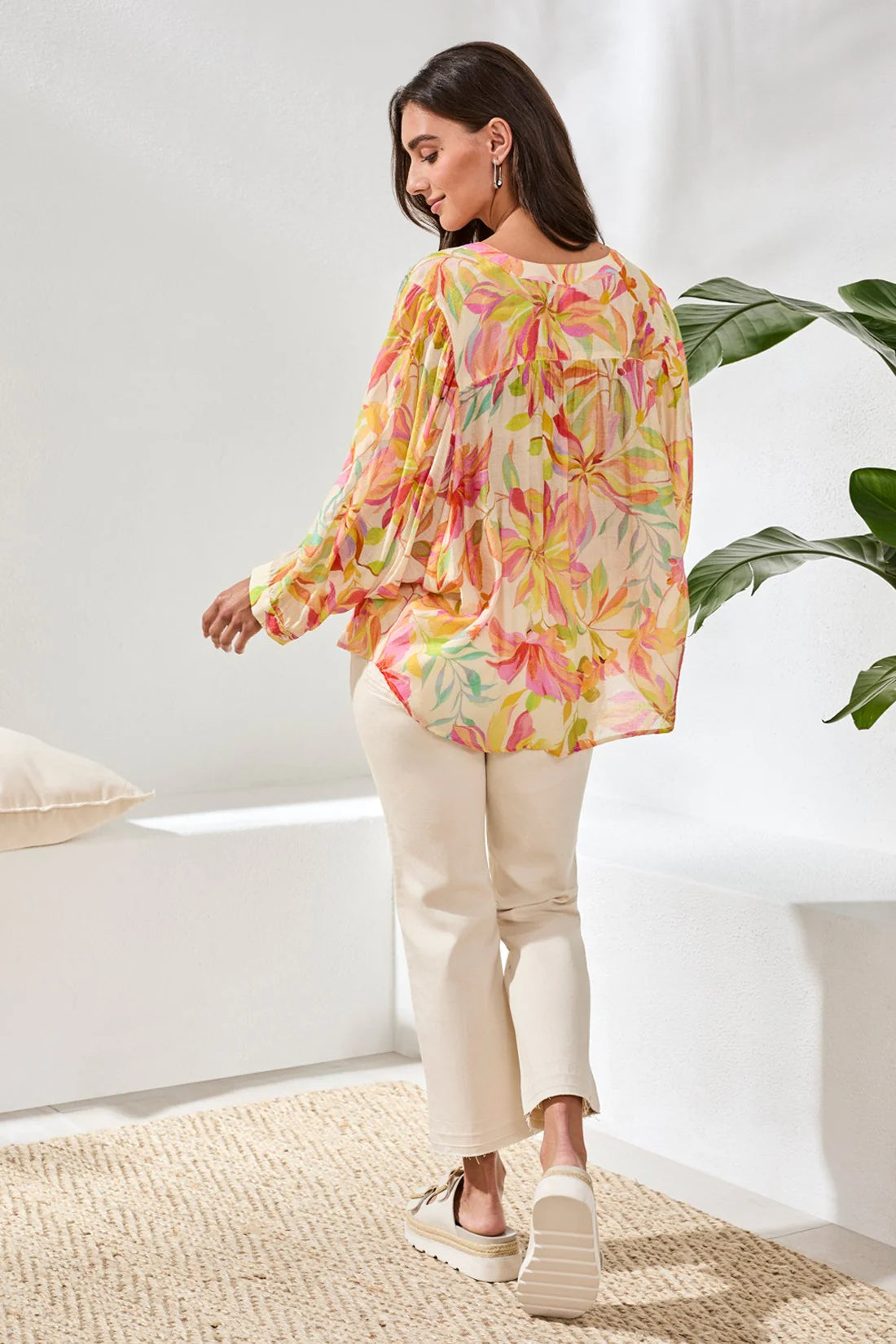 TRIBAL DOLMAN SLEEVE BLOUSE - ROSE SILK