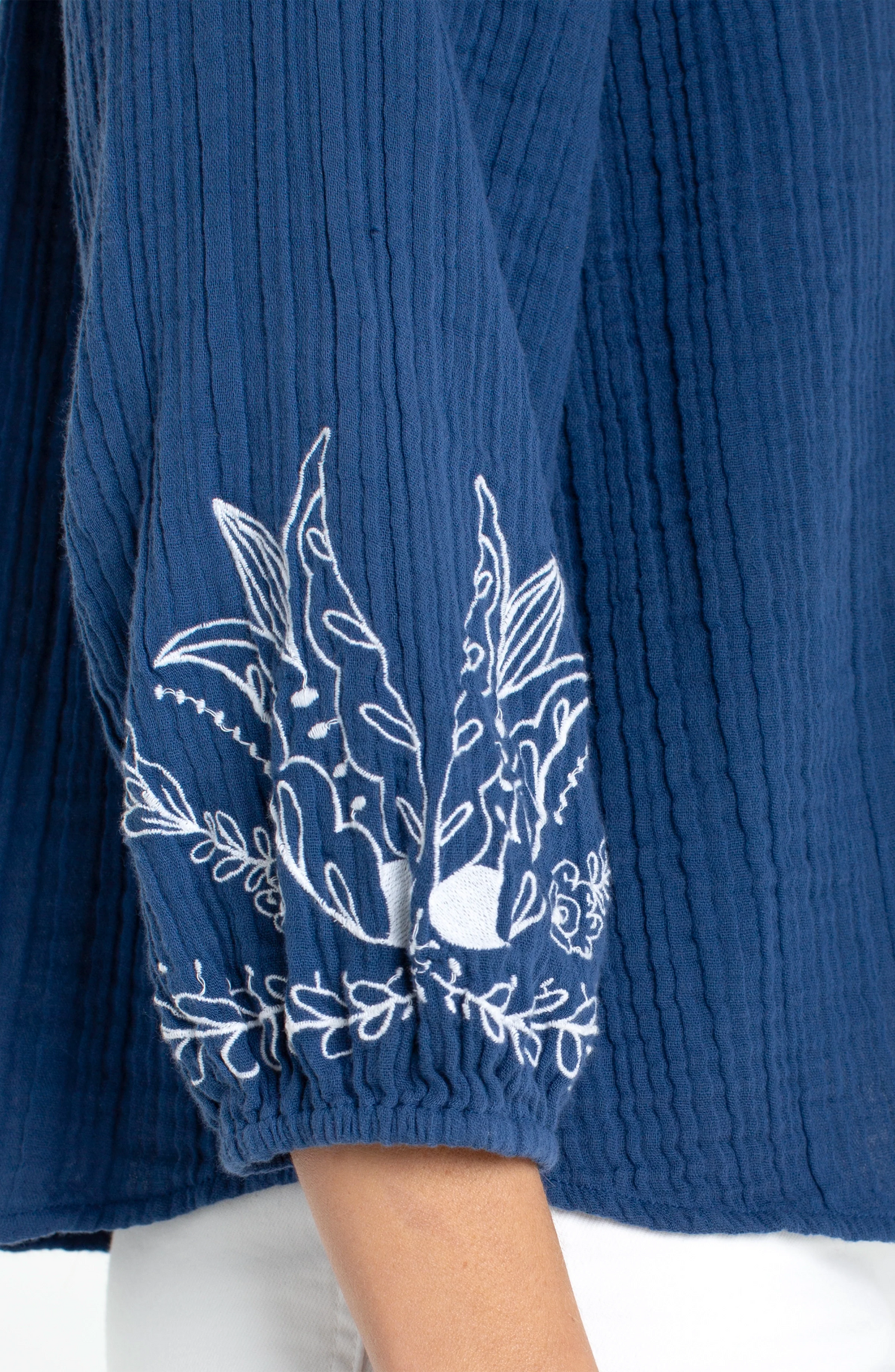 LIVERPOOL EMBROIDERED TOP - LIBERTY BLUE - Vi-Leen's Fashions