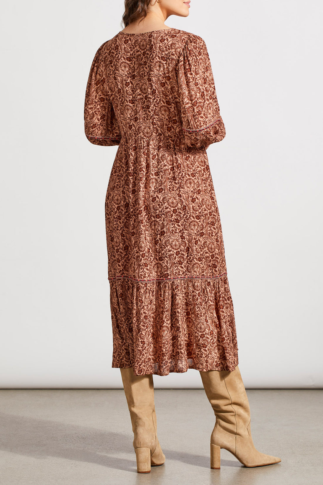 TRIBAL DRESS WITH EMBROIDERY DETAIL - CAPPUCCINO - Vi-Leen's Fashions