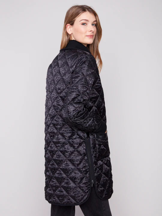 CHARLIE B REVERSIBLE QUILTED JACKET - BLACK