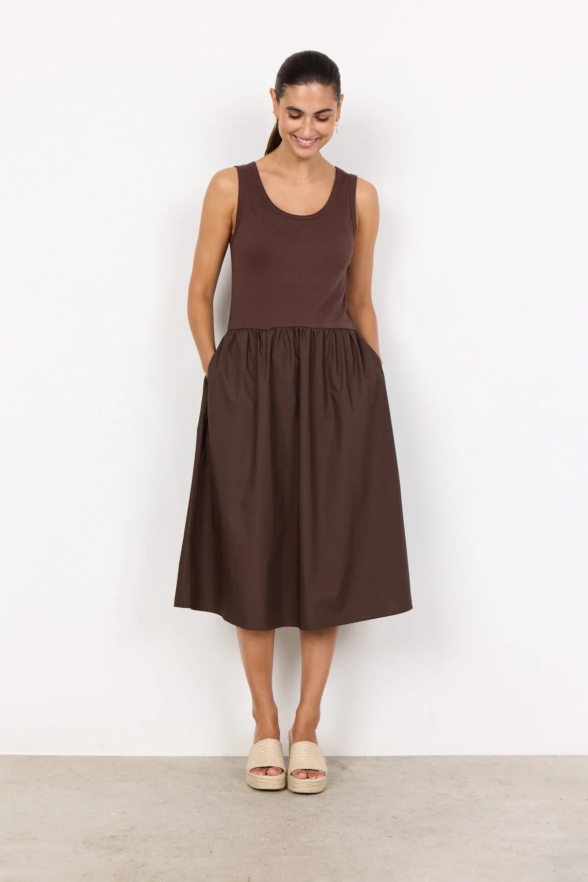 SOYACONCEPT RACHELLE COTTON DRESS - HOT FUDGE