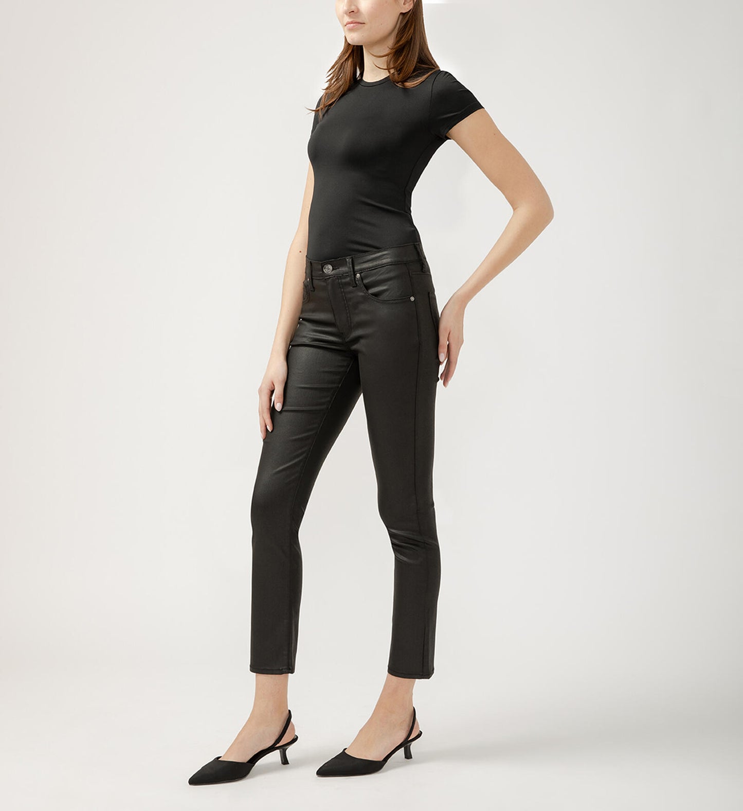 JAG COATED CECILIA MID RISE SKINNY PANT - BLACK - Vi-Leen's Fashions
