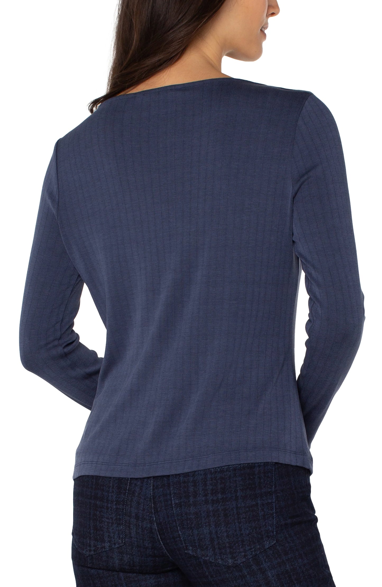 LIVERPOOL BOATNECK TOP - WASHED NAVY