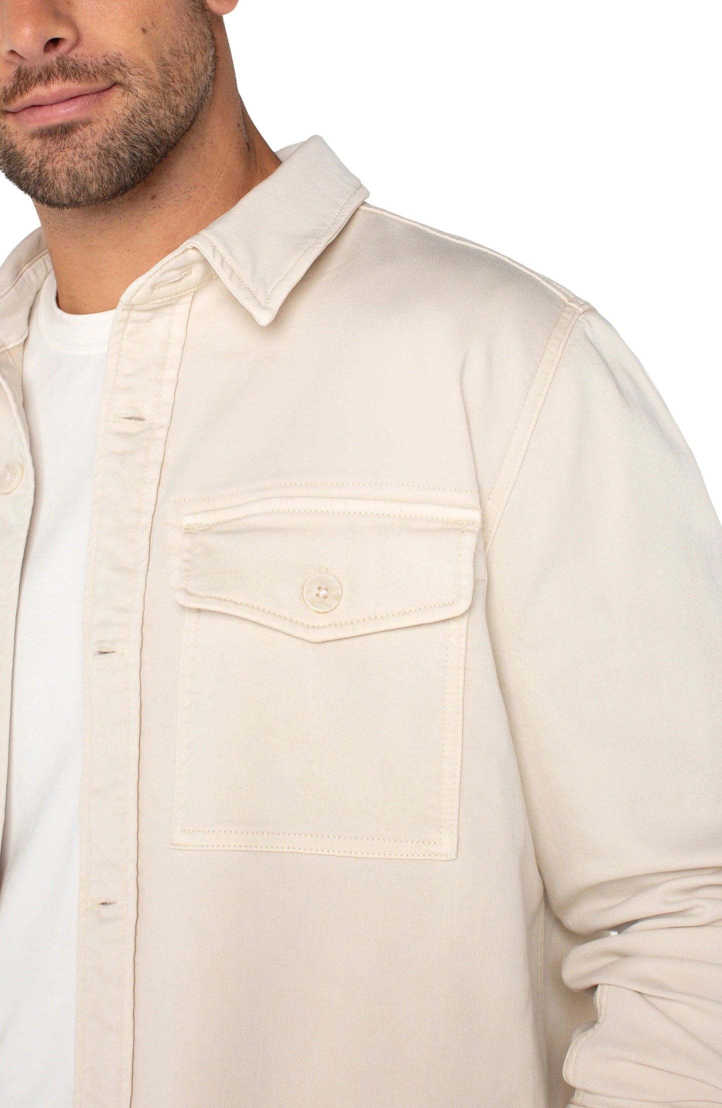 MEN'S LIVERPOOL COTTON TWILL OVERSHIRT - PARCHMENT