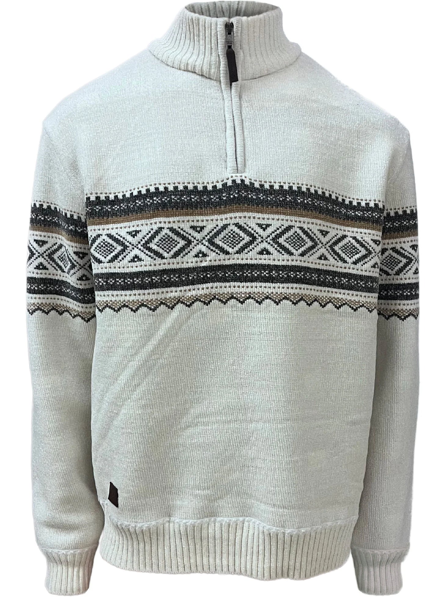MEN'S POINT ZERO BONDED CHENILLE SWEATER - OFF WHITE