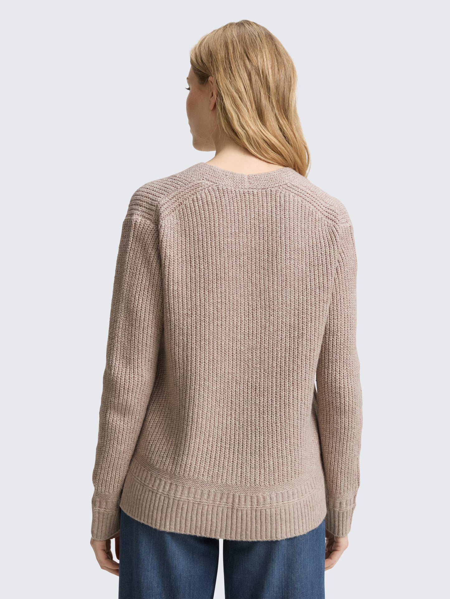 TOM TAILOR RIB KNIT SWEATER - TAUPE