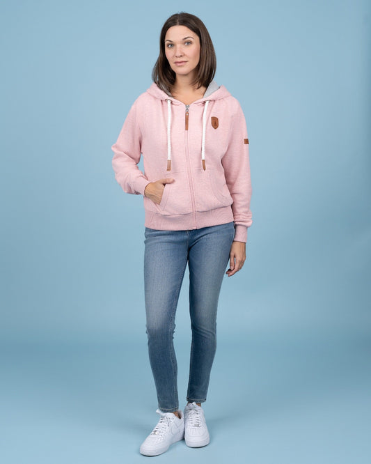 WANAKOME HAZEL ZIP FRONT HOODIE - HEATHER PINK - Vi-Leen's Fashions