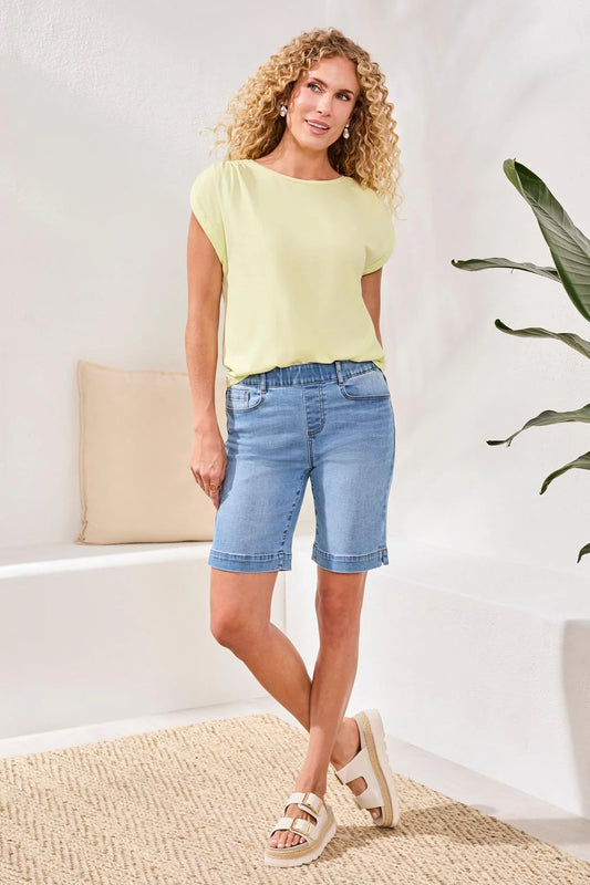 TRIBAL AUDREY PULL ON BERMUDA DENIM SHORT