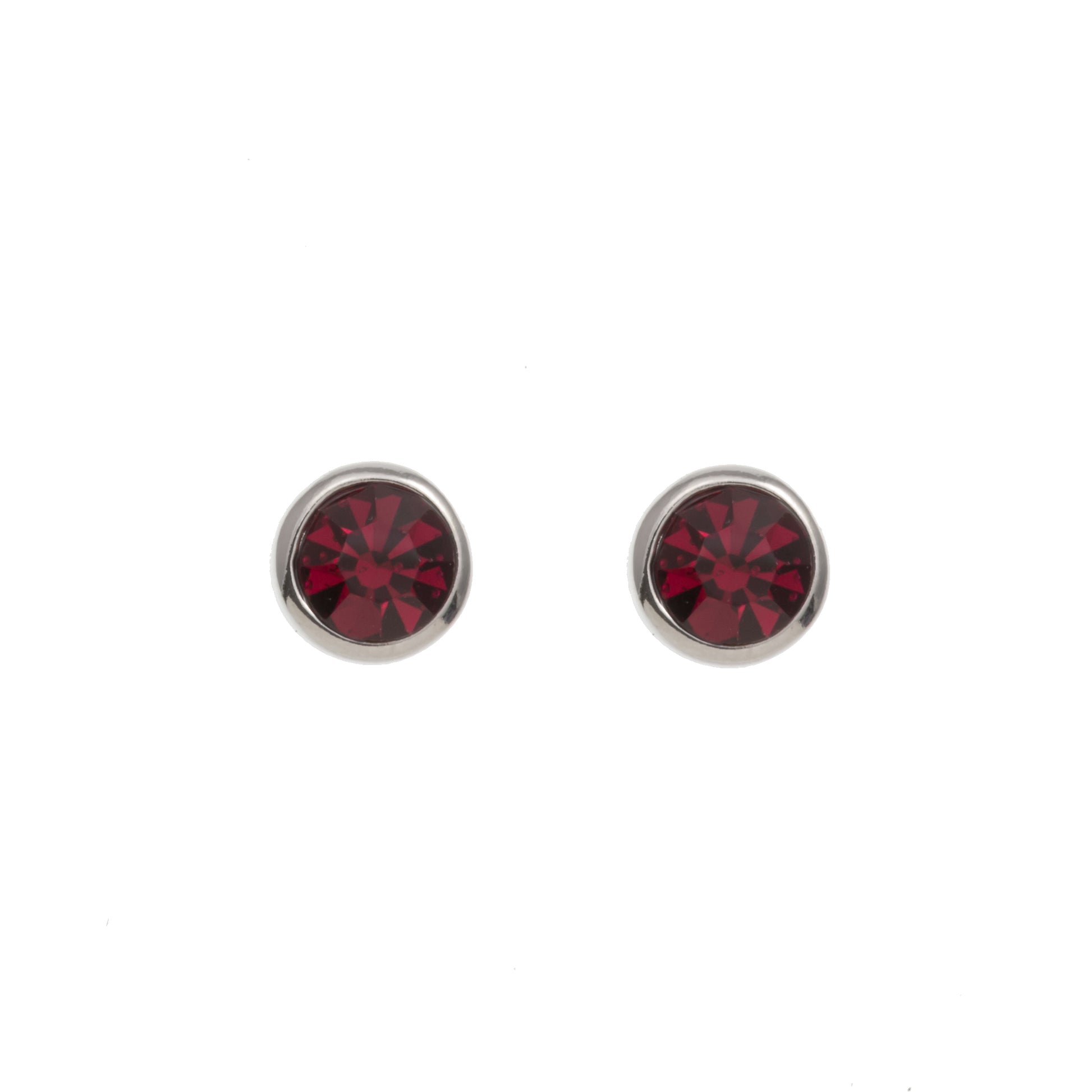 MF RHODIUM SMALL ROUND EARRING - RED - Vi-Leen's Fashions
