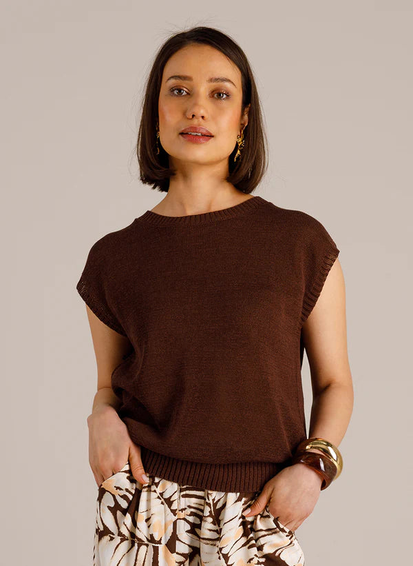 YEST MIRJAM KNIT TOP - COFFEE BROWN - Vi-Leen's Fashions