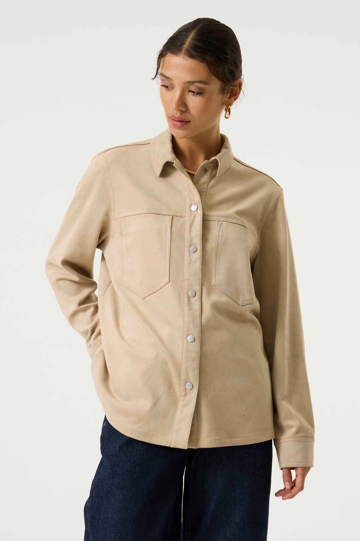 GARCIA BRUSHED SUEDE SHIRT - WINTER CAMEL