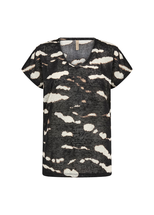 SOYACONCEPT ARETHA V-NECK TOP - BLACK MIX