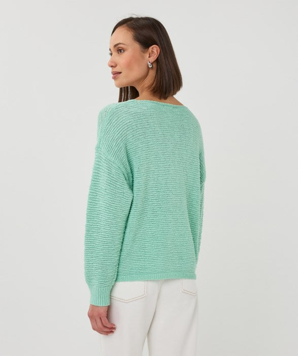 ESQUALO V-NECK TAPE YARN SWEATER - MINT - Vi-Leen's Fashions