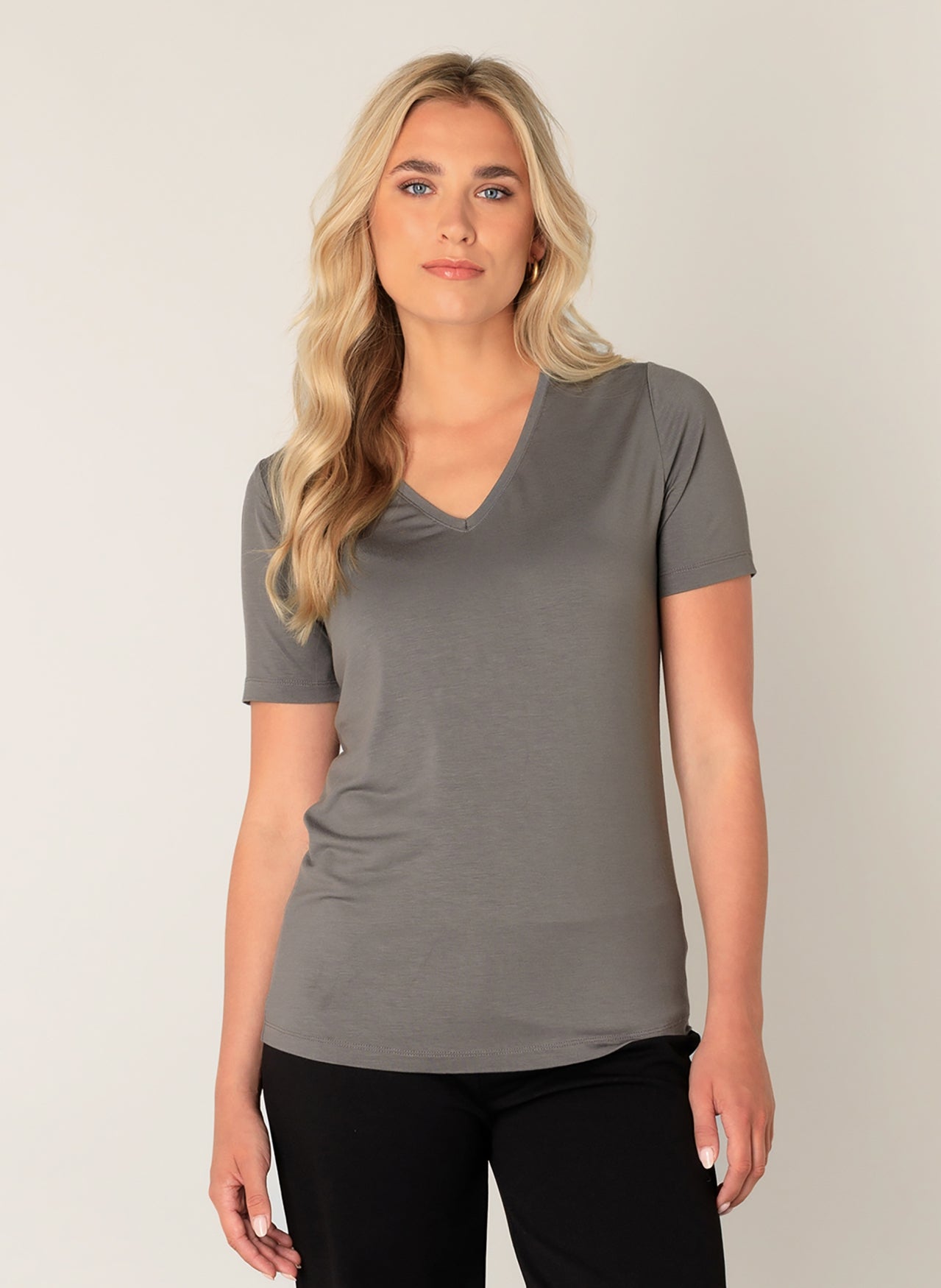 YEST YANIC V-NECK T-SHIRT - DARK GREY - Vi-Leen's Fashions