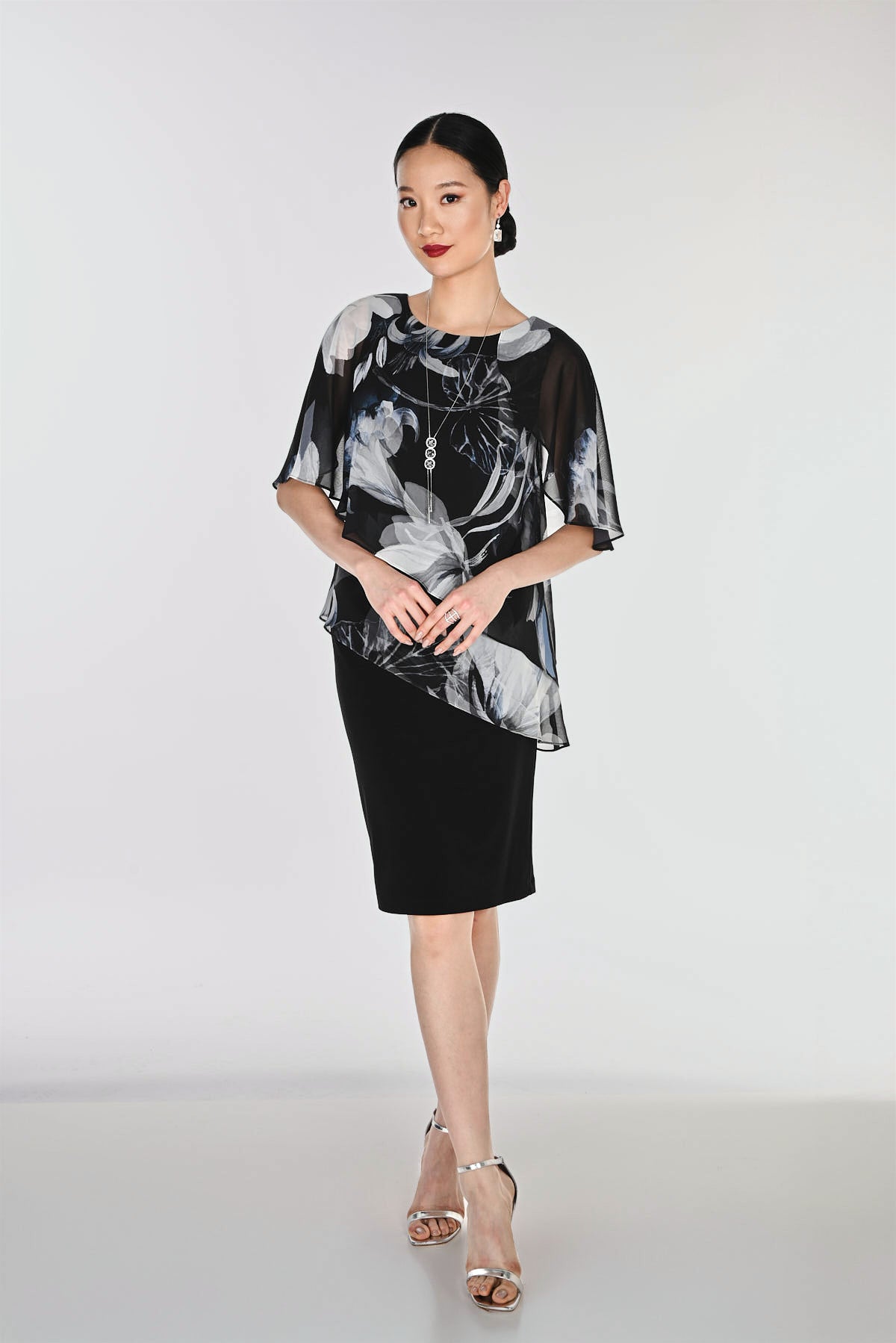 FRANK LYMAN TIERED DRESS - BLACK/GREY