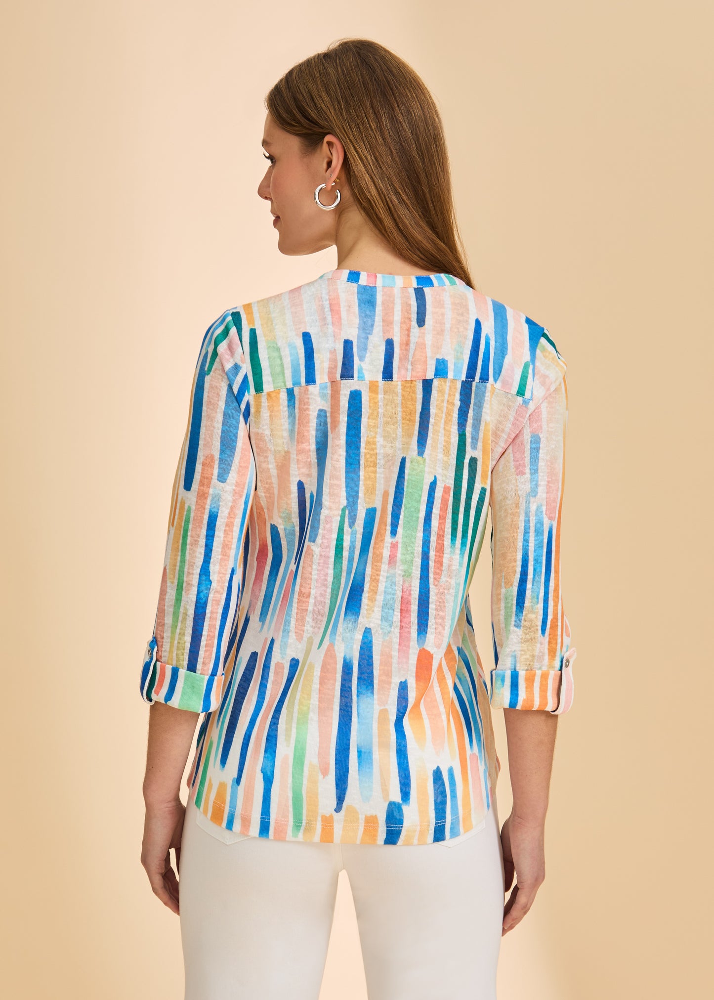 FDJ HENLEY NOTCH NECK TOP - BRIGHT ZIPPY - Vi-Leen's Fashions