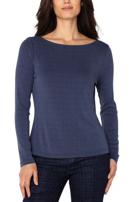 LIVERPOOL BOATNECK TOP - WASHED NAVY
