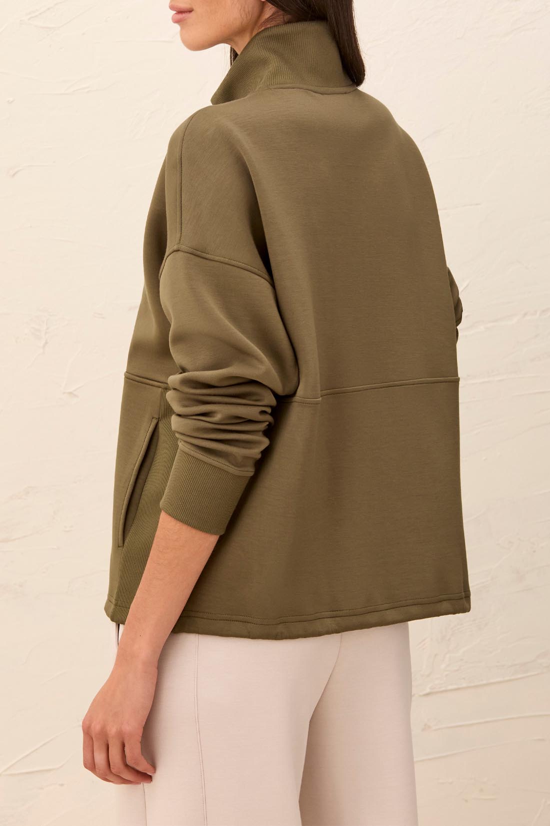 TRIBAL HALF ZIP PULLOVER - BASIL