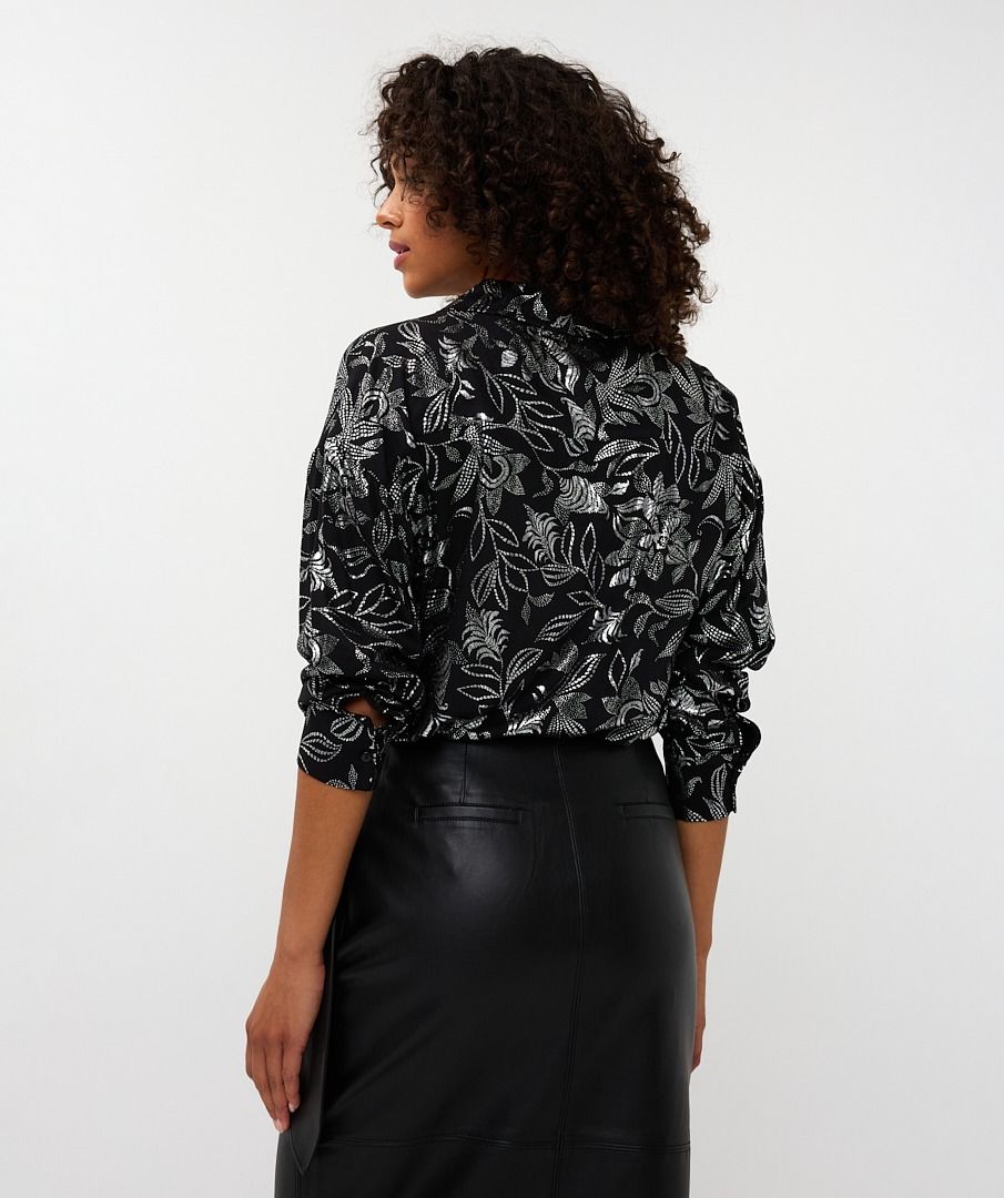 ESQUALO PRINTED BLOUSE - BLACK