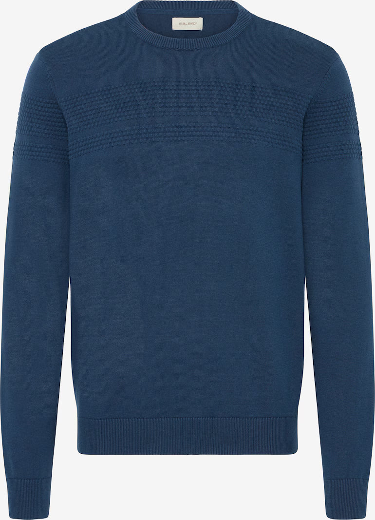 BLEND CREW NECK SWEATER - NAVY