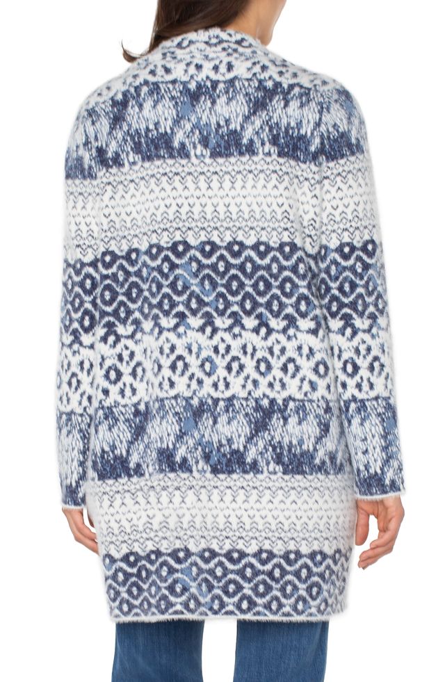 LIVERPOOL OPEN FRONT SWEATER COAT - DENIM BLUE MIX