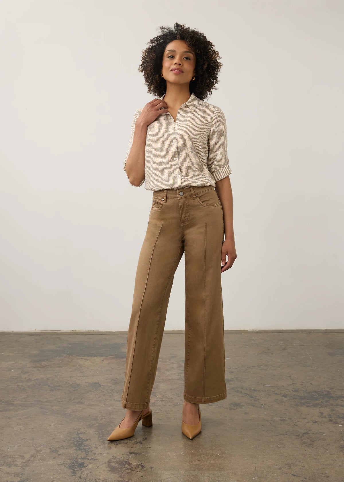 FDJ OLIVIA WIDE LEG TWILL PANT - MAPLE - Vi-Leen's Fashions