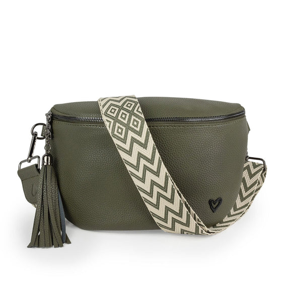 KIMBERLEY VEGAN LEATHER CROSSBODY - OLIVE