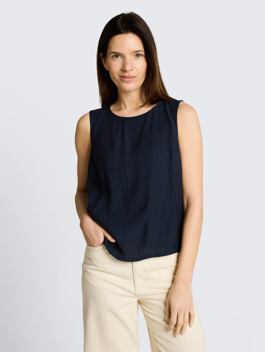TOM TAILOR CRINKLED NAVY BLOUSE - Vi-Leen's Fashions