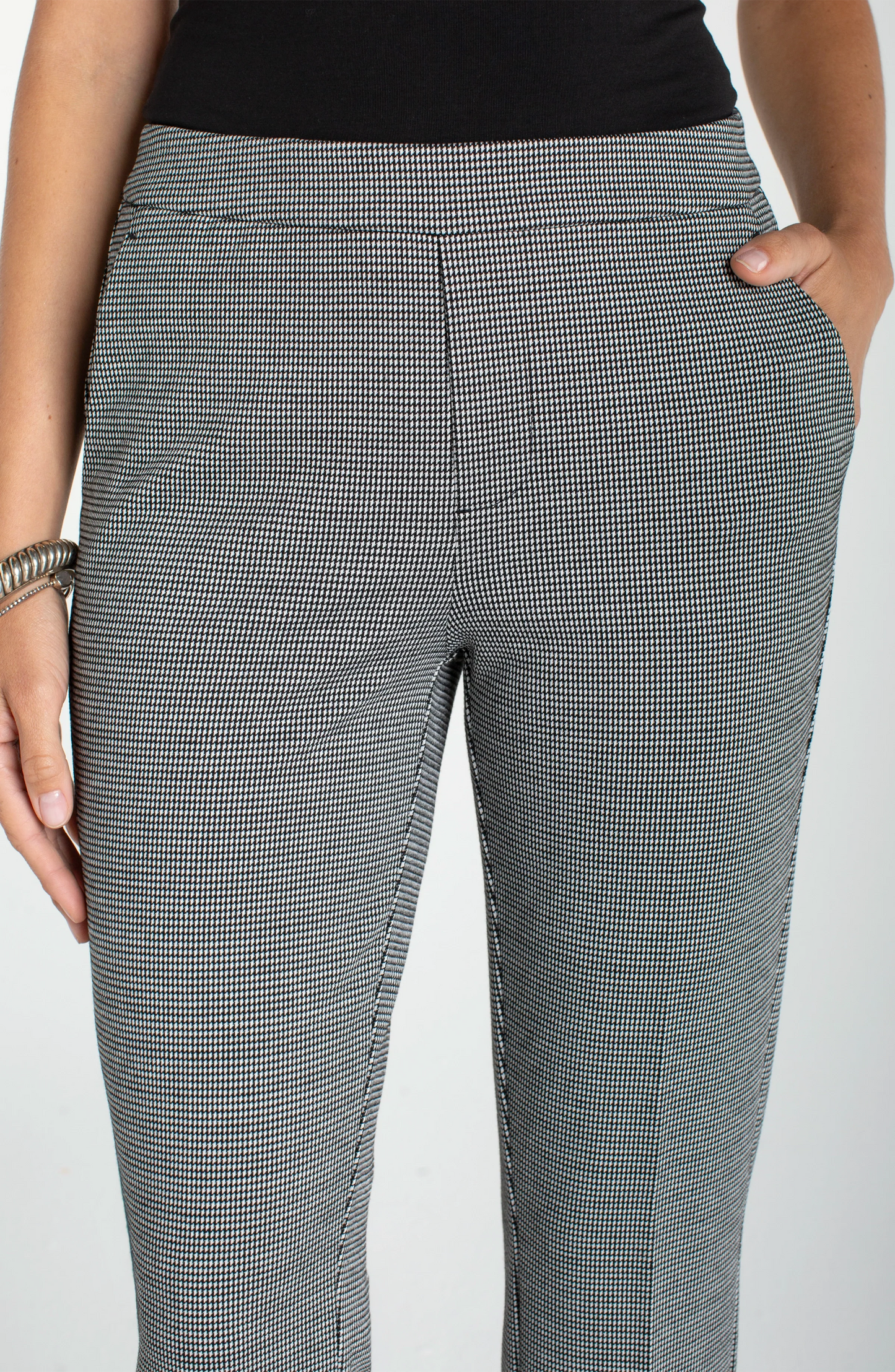 LIVERPOOL KAYLA PULL ON TROUSER - BLACK MINI CHECK - Vi-Leen's Fashions