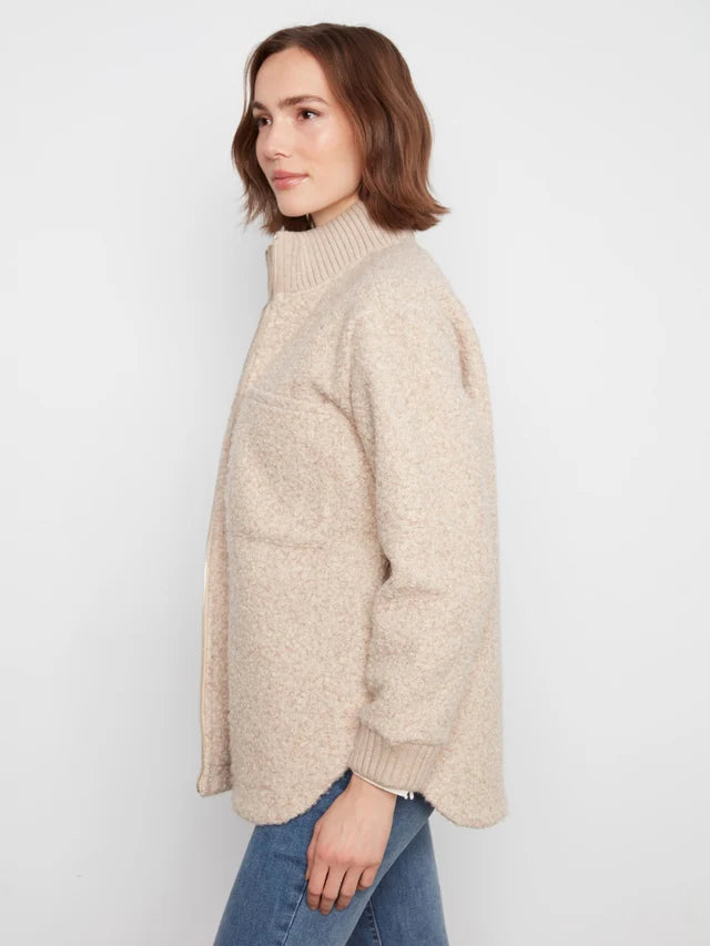 CHARLIE B BOUCLE JACKET - ALMOND - Vi-Leen's Fashions