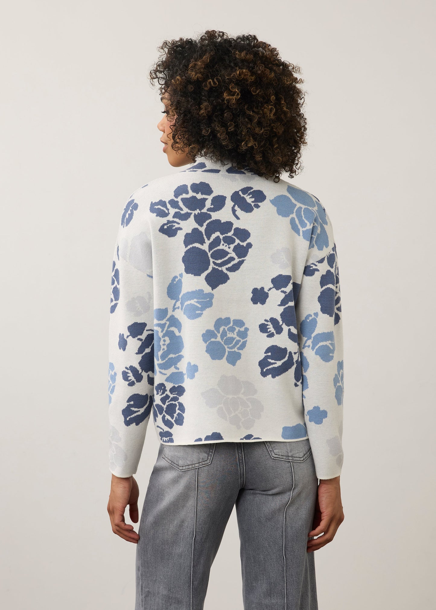 FDJ MOCK NECK LOOSE FIT SWEATER - INDIGO FLORAL