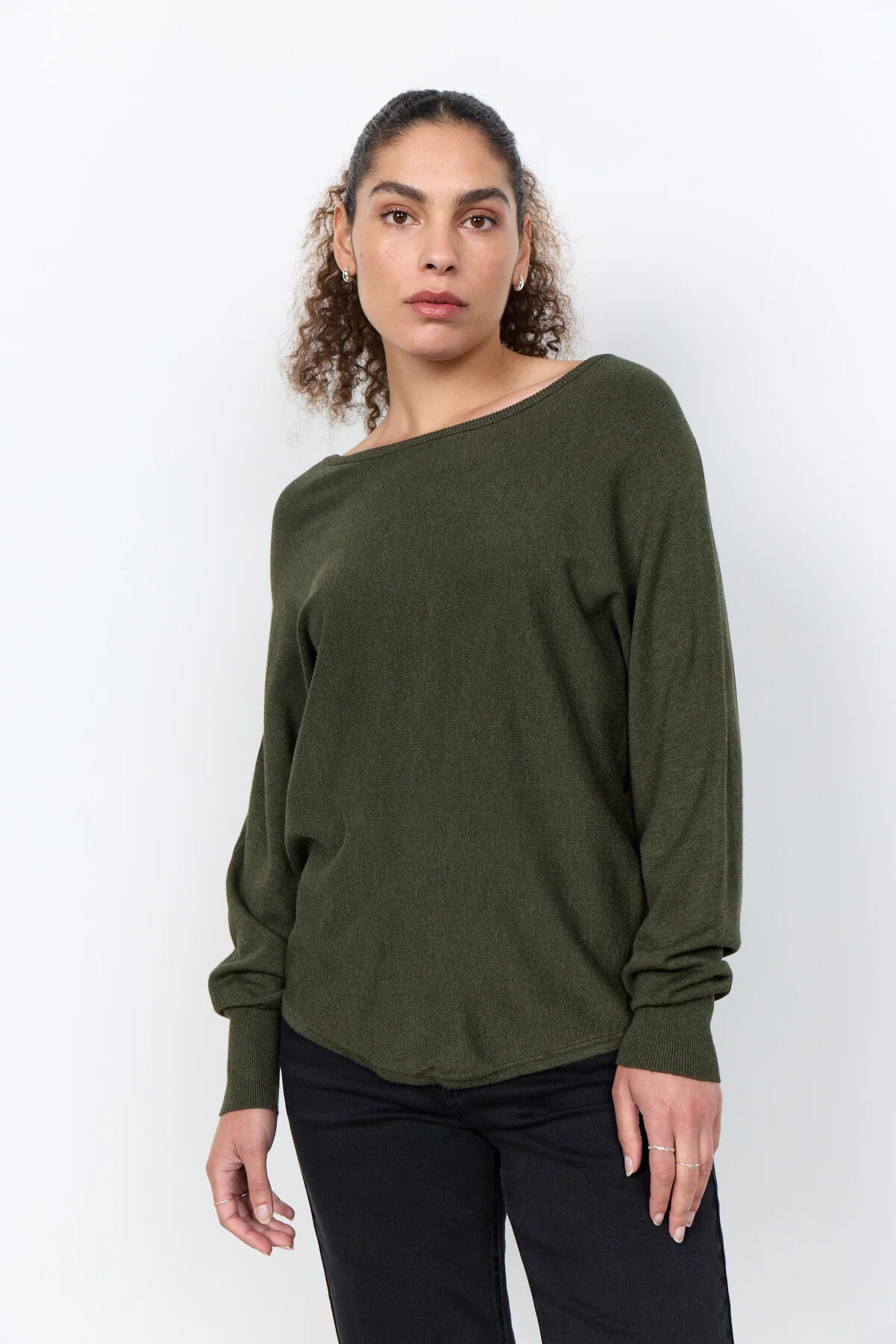 SOYACONCEPT DOLLIE BUTTON BACK SWEATER - LEAF MELANGE