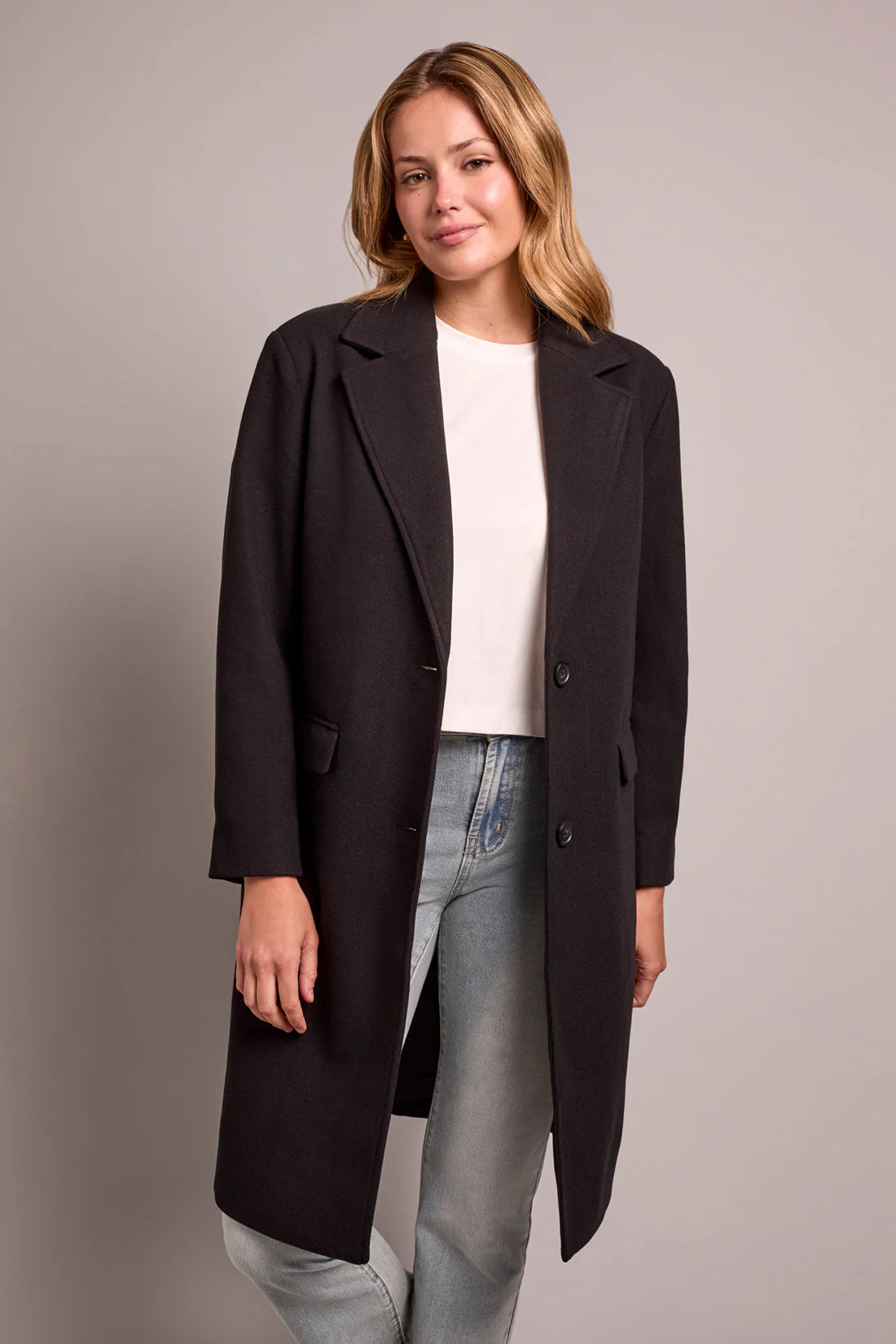 TRIBAL CAR COAT WITH FOOLER HOODIE - BLACK