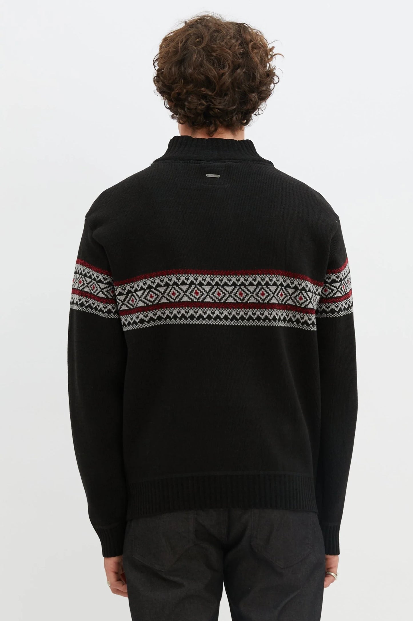 MEN'S POINT ZERO BONDED CHENILLE SWEATER - BLACK