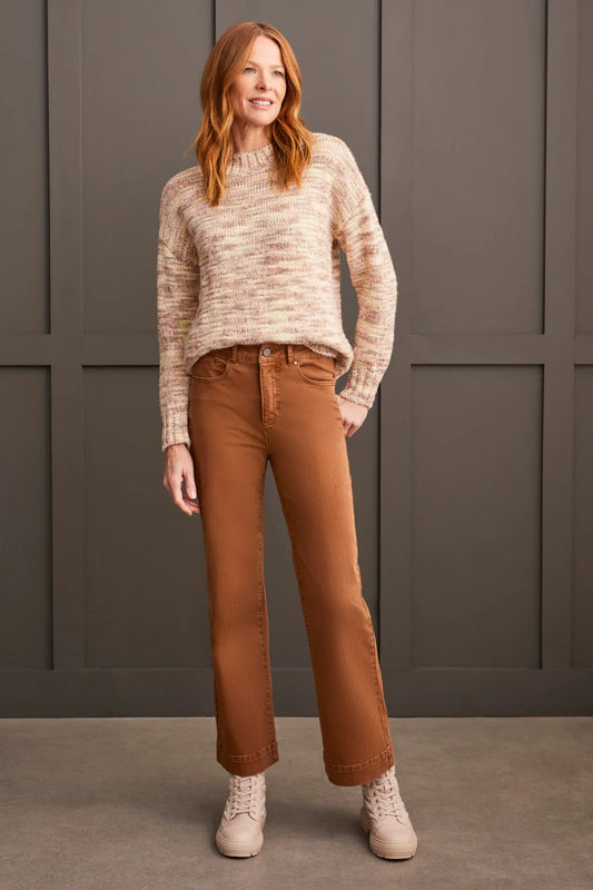 TRIBAL FLY FRONT WIDE LEG PANT - WALNUT