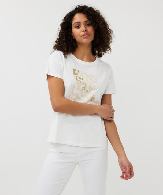 ESQUALO FOIL PRINT T-SHIRT - OFF WHITE