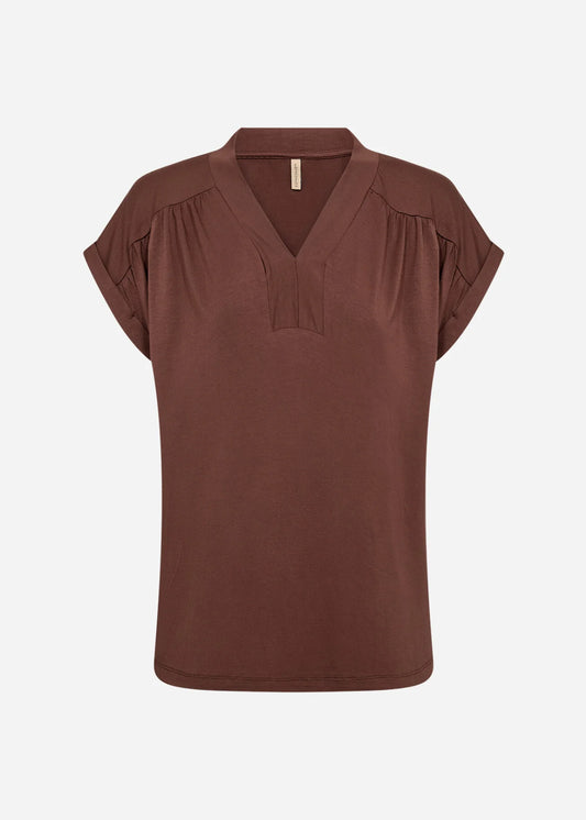 SOYACONCEPT MARICA V-NECK TOP - ROCKY ROAD - Vi-Leen's Fashions