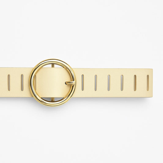 ARMOIR LEATHER RIDGE BELT - CREAM